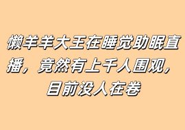 懒羊羊大王在睡觉助眠直播，竟然有上千人围观，目前没人在卷-花花网赚