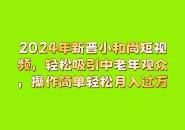 2024年新晋小和尚短视频，轻松吸引中老年观众，操作简单轻松月入过万-花花网赚