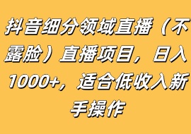 抖音细分领域直播（不露脸）直播项目，日入1000+，适合低收入新手操作-花花网赚