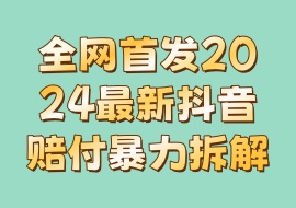 全网首发2024最新抖音赔付暴力拆解-花花网赚