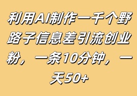 利用AI制作一千个野路子信息差引流创业粉，一条10分钟，一天50+-花花网赚