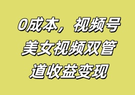 0成本，视频号美女视频双管道收益变现-花花网赚