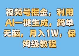 视频号掘金，利用AI一键生成，简单无脑，月入1W，保姆级教程-花花网赚