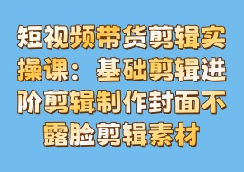 短视频带货剪辑实操课：基础剪辑进阶剪辑制作封面不露脸剪辑素材-花花网赚