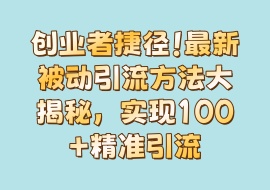 创业者捷径！最新被动引流方法大揭秘，实现100+精准引流-花花网赚