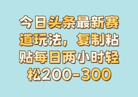 今日头条最新赛道玩法，复制粘贴每日两小时轻松200-300-花花网赚