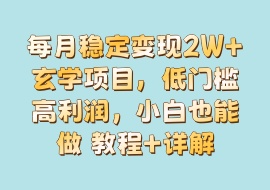 每月稳定变现2W+玄学项目，低门槛高利润,小白也能做 教程+详解-花花网赚
