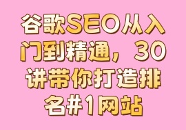谷歌SEO从入门到精通，30讲带你打造排名#1网站-花花网赚