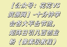 十分钟学会各大平台节流，矩阵日引几百创业粉（像素级教程）-花花网赚