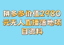 拼多多价值2980元无人直播落地项目资料-花花网赚