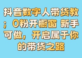 抖音数字人带货教；0粉开橱窗 新手可做，开启属于你的带货之路-花花网赚