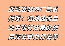 亚马逊站内广告系列课：选品选词自动手动打法竞价预算减法暴力打法等-花花网赚