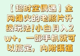 【超时空偶遇】全网爆火的老照片升级玩法！小白月入2w+，一部手机就可以搞定，内附渠道-花花网赚