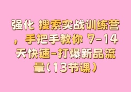 强化 搜索实战训练营，手把手教你 7-14天快速-打爆新品流量（13节课）-花花网赚