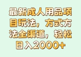 最新成人用品项目玩法，方式方法全渠道，轻松日入2000+-花花网赚