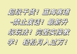 超级干货！蓝海赛道-禁止废话！最新升级玩法！完整实操教学！ 轻松月入过万！-花花网赚