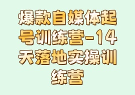 爆款自媒体起号训练营-14天落地实操训练营-花花网赚