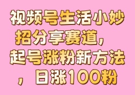 视频号生活小妙招分享赛道， 起号涨粉新方法，日涨100粉-花花网赚
