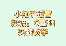 小红书运营投流，0基础实战教学-花花网赚