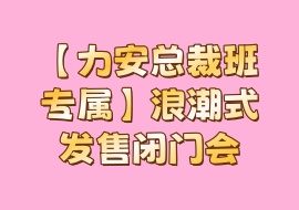 【力安总裁班专属】浪潮式发售闭门会-花花网赚