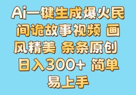Ai一键生成爆火民间诡故事视频 画风精美 条条原创 日入300+ 简单易上手-花花网赚
