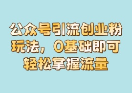 公众号引流创业粉玩法，0基础即可轻松掌握流量-花花网赚