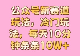 公众号新赛道玩法，冷门玩法，每天10分钟条条10W+-花花网赚