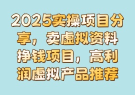 2025实操项目分享，卖虚拟资料挣钱项目，高利润虚拟产品推荐-花花网赚