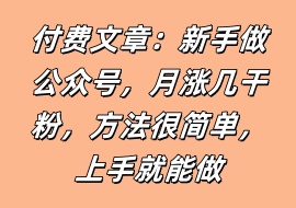 付费文章：新手做公众号，月涨几干粉，方法很简单，上手就能做-花花网赚